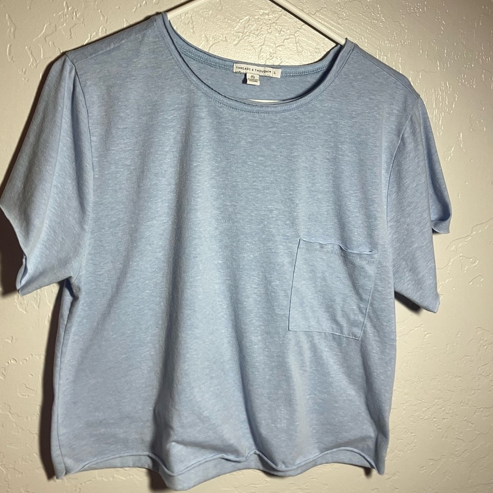 Threads 4 Thought Shelbie TriBlend Jersey Pocket Tee sz L SeaMist